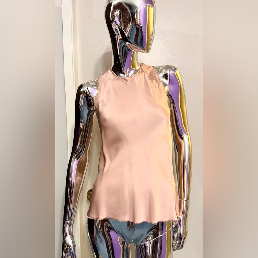 ☀️Spring Sale: Helmut Lang Blush Pink Satin Tank Top w/Twist Back